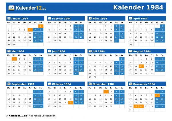 Kalender 1984