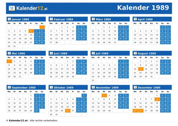 Kalender 1989