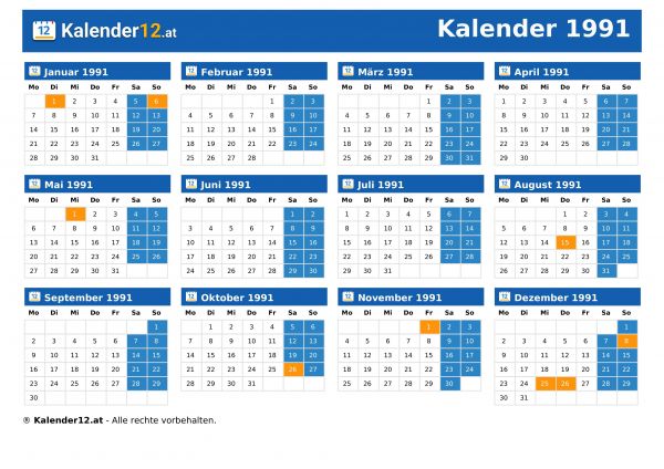 Kalender 1991