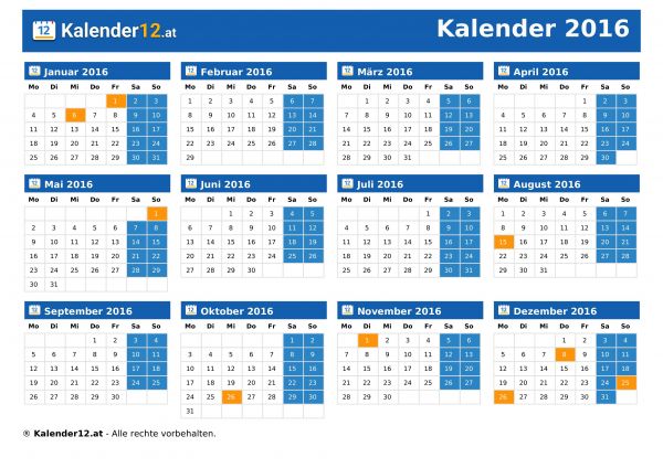 Kalender 2016