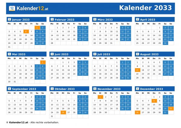 Kalender 2033