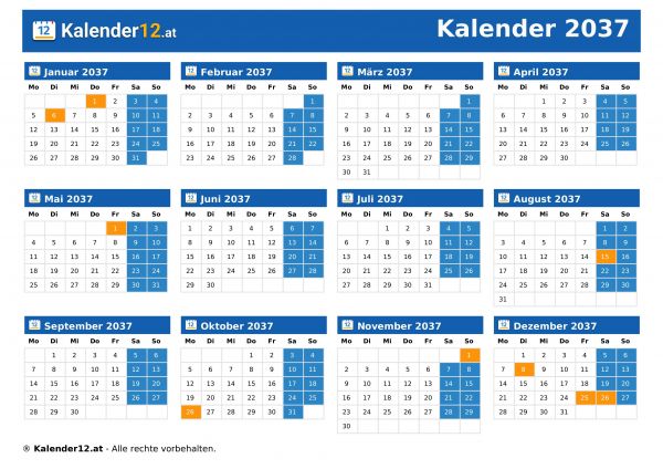 Kalender 2037